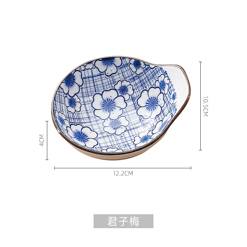 Wholesale Ins Japanese Ceramic Plate Household Small Dish Seasoning Bowl Dish Creative Tableware Sauce Vinegar Seasoning Saucer Dish