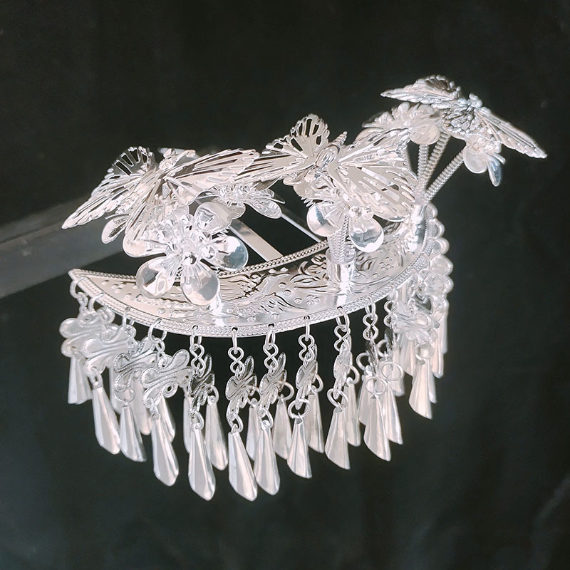 贵州少数民族苗族侗族梳子发簪头饰演出服配饰银梳子发簪女