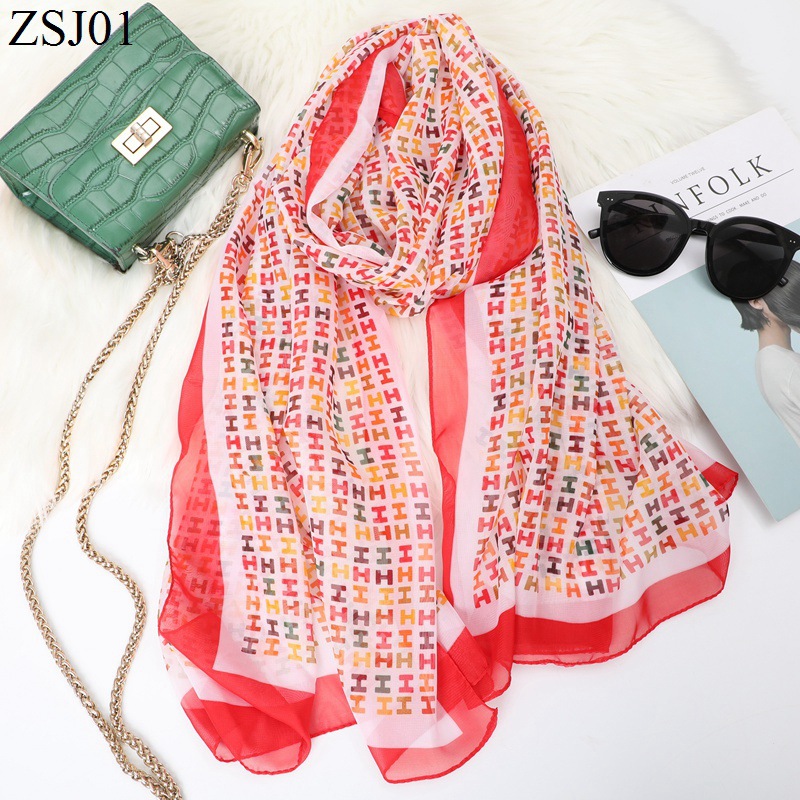 2022 New Chiffon Silk Scarf Women's Letter All-Match Scarf Spring and Summer Sunscreen Shawl Autumn and Winter Decoration Scarf