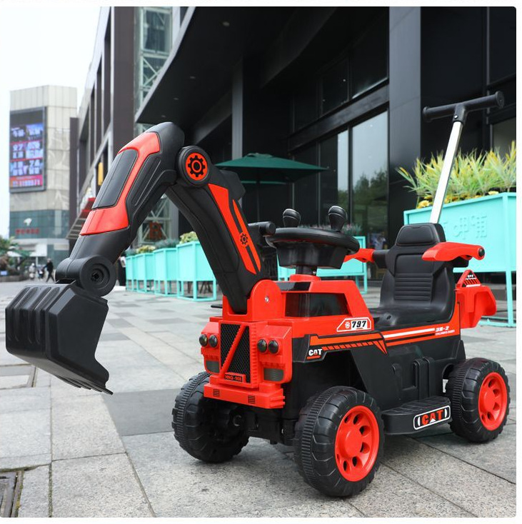 新款儿童电动挖掘机可坐四轮全自动挖掘机儿童可坐大号挖机厂家