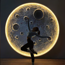 3D立体浮雕月球灯壁灯网红露营餐厅酒吧背景墙装饰圆形月亮壁画灯