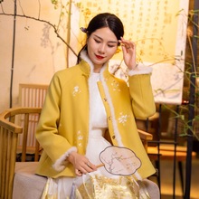 新中式女装中国风唐装改良款茶服民族风刺绣宽松短款风衣小外套