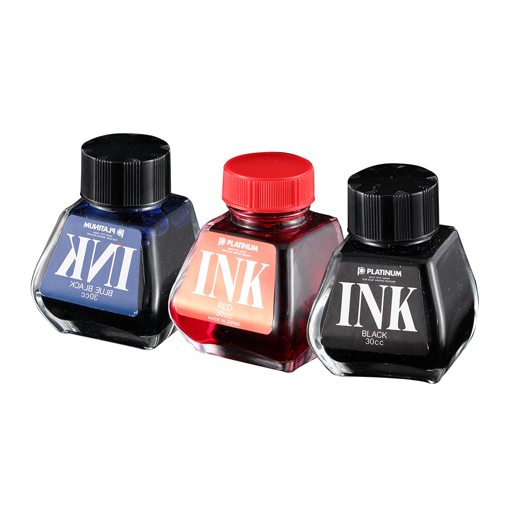 日本白金钢笔墨水 ink-400非碳素不堵笔30ml瓶装蓝黑红色墨水