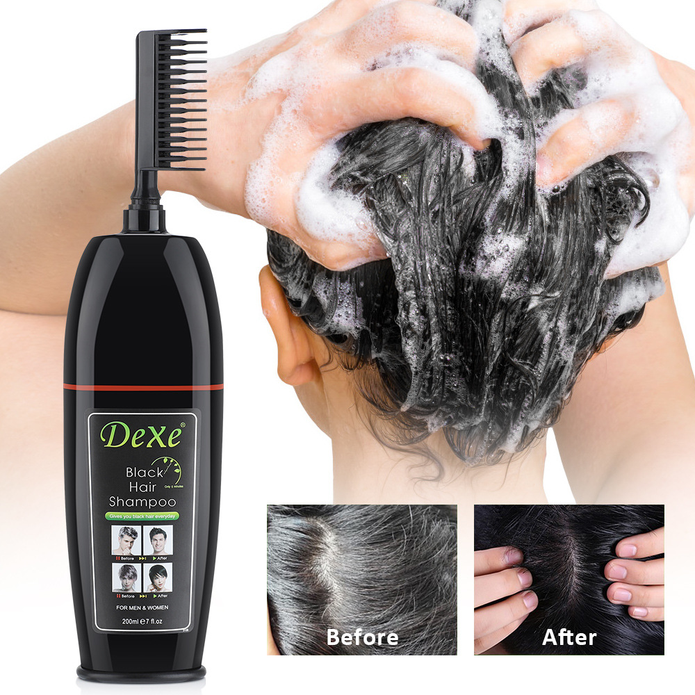 Cross-Border Hot Dexe Comb Black Hair Color Cream Bagged Plant Hair Dye Covering Gray Hair Color Cream Factory Wholesale