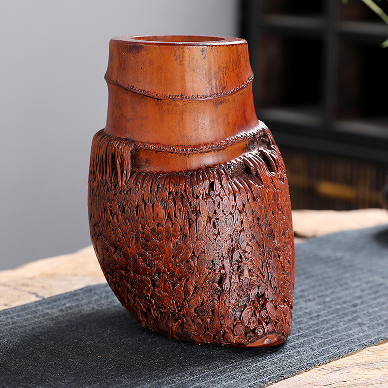 竹根笔筒 毛竹根 老竹根 摆件