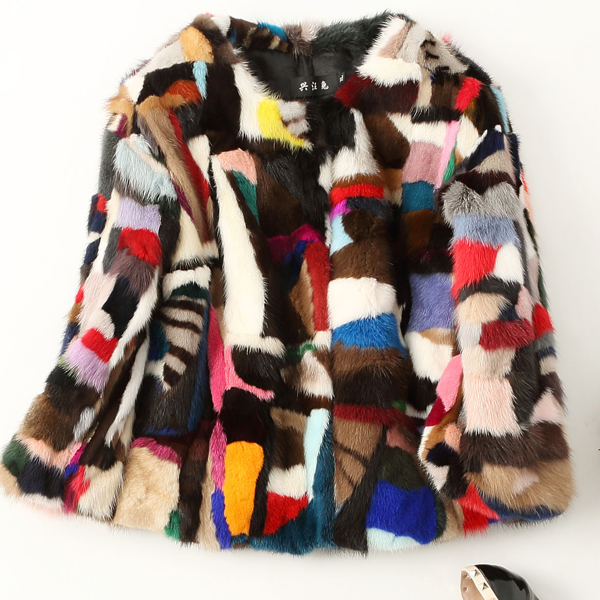 水貂皮 貂皮大衣女短款拼貂秋冬新款海宁水貂皮草外套女-阿里巴巴