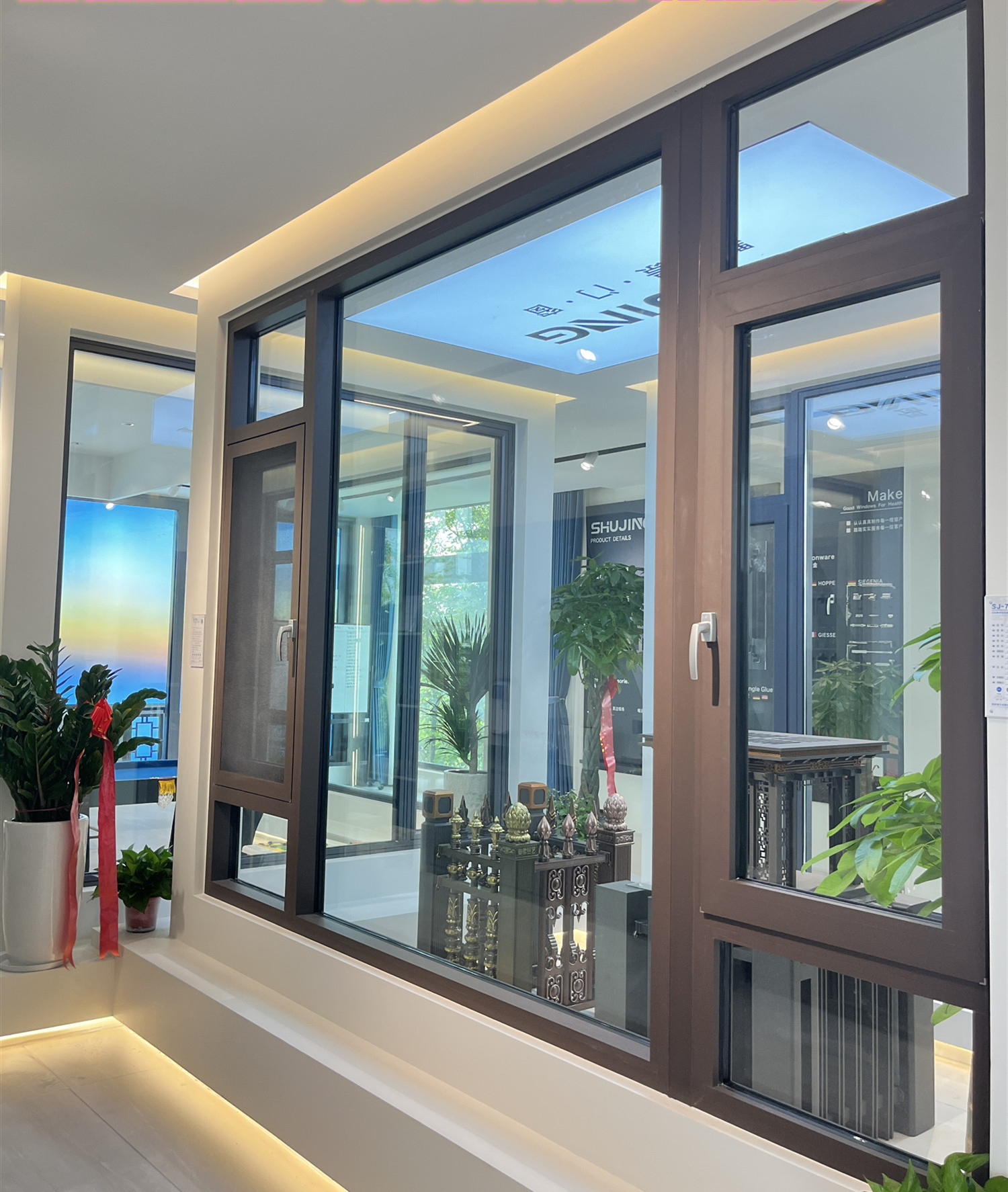 120断桥铝合金系统门窗落地封阳台铝合金框扇齐平一体别墅隔音外