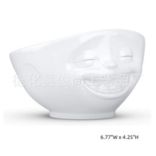 陶瓷碗笑脸鬼脸版16 盎司白色用于供应谷物汤