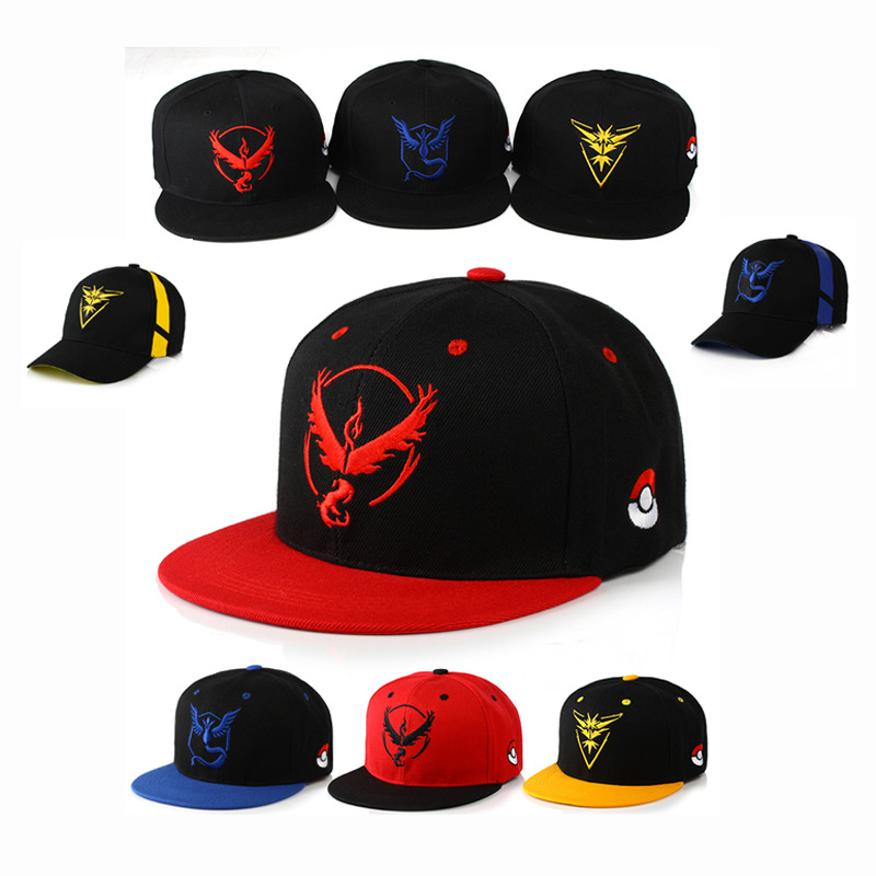 Cross-Border Moltres Embroidery Hip Hop Hat Cartoon Animation Baseball Cap Flat-Brimmed Cap Monster Lightning Frozen Bird Sun Hat