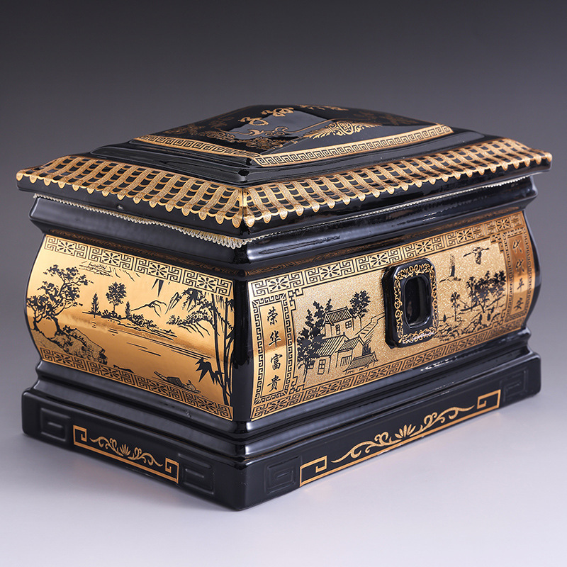 0成交13件相似景德镇陶瓷骨灰盒大号高档男用女用款寿盒陶瓷防潮盒