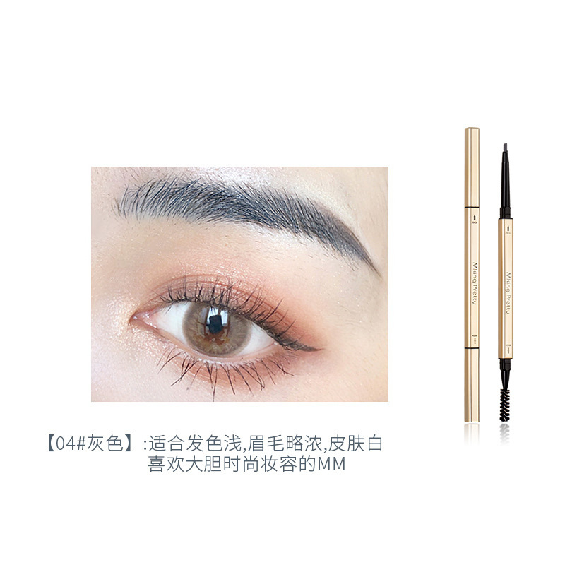 Small Gold Bar Eyebrow Pencil Small Gold Chopsticks Double-Headed Eyebrow Pencil Triangle Extremely Thin Double-Headed Eyebrow Pencil Waterproof and Durable Not Smudge