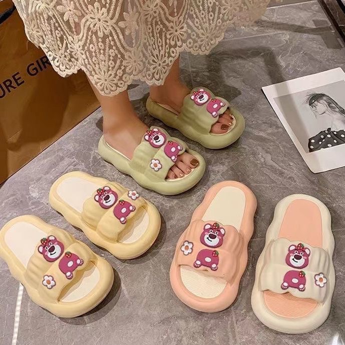 Women's Summer Cartoon Home Non-Slip Soft Bottom Slippers Casual Outdoor Dormitory Students Slip-on Slippers