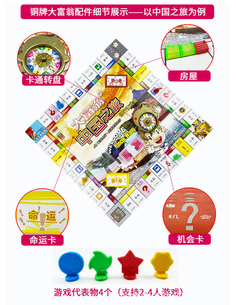 正版大富翁儿童经典豪华升级版超大号成年桌游银牌世界之旅游戏棋