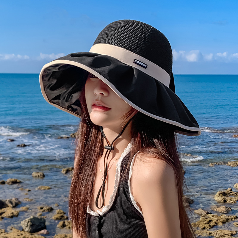 Trendy Korean Style Bow Fisherman Hat Women's Summer Ins Show Face Small Big Brim Breathable Sun Hat Women's Sun-Proof Basin Hat