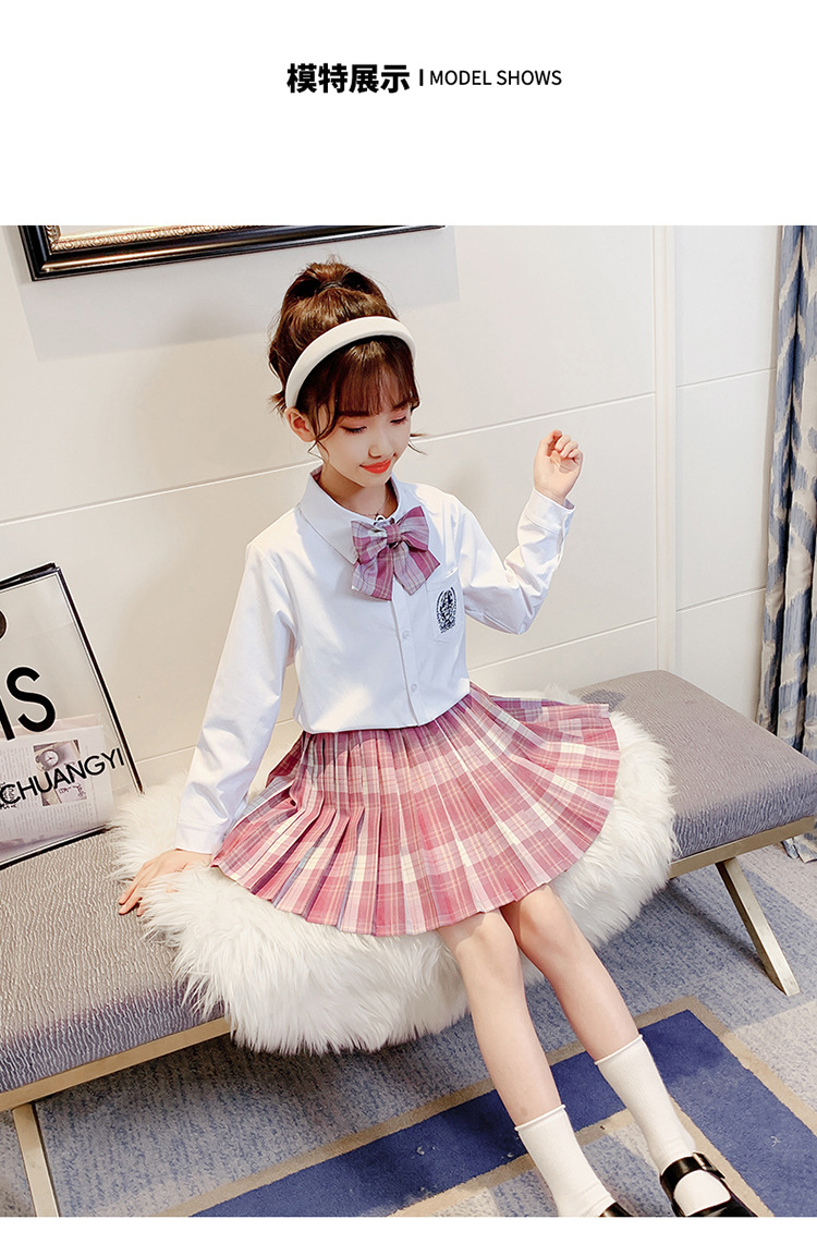 湖州织里童装春装女童jk制服一件代发货源网格子裙学院风儿童套装