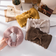 Wide Knitted Headband Bows Knotted Winter Women Turban Hair