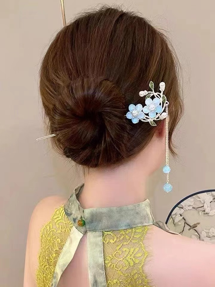 New Chinese Ancient Style Tassel Hairpin Women's High-Grade Cheongsam Updo Hair Clasp Uterus Lamp Hairpin Hair Clasp Accessories Wholesale