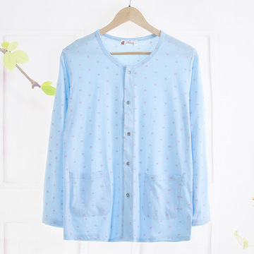 女士中老年妈妈开衫秋衣新品长袖空调衫薄款开襟睡衣套装家居服