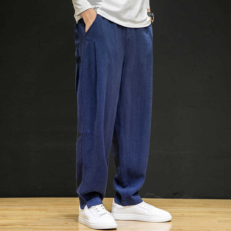 男运动裤夏款风夏季亚麻男裤子宽松男士棉麻休闲裤阔腿大码长裤
