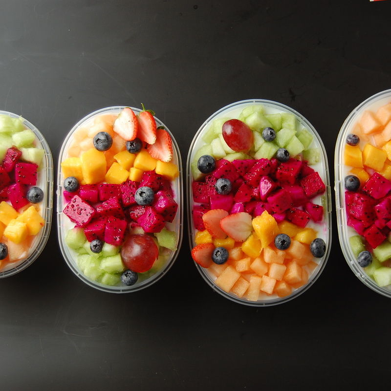 水果捞盒子550ml770ml1100ml椭圆形塑料保鲜盒盒700ml千层蛋糕盒