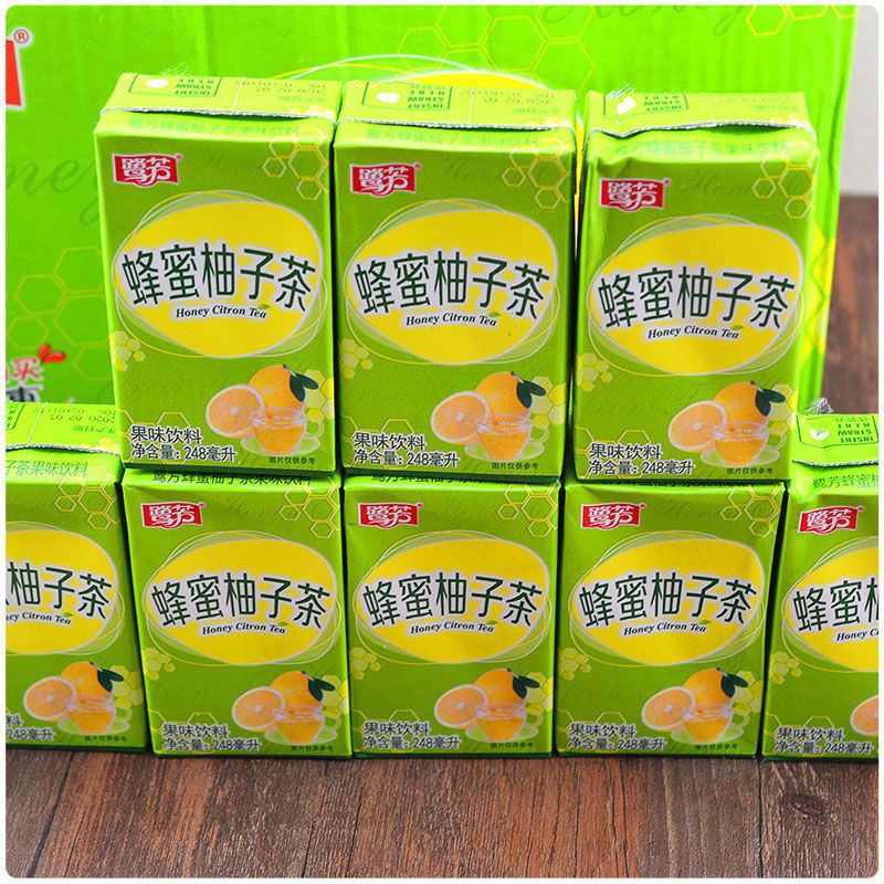 整箱248ml*24盒办公聚会饮品惠尔康鹭芳蜂蜜柚子茶夏季果味饮料