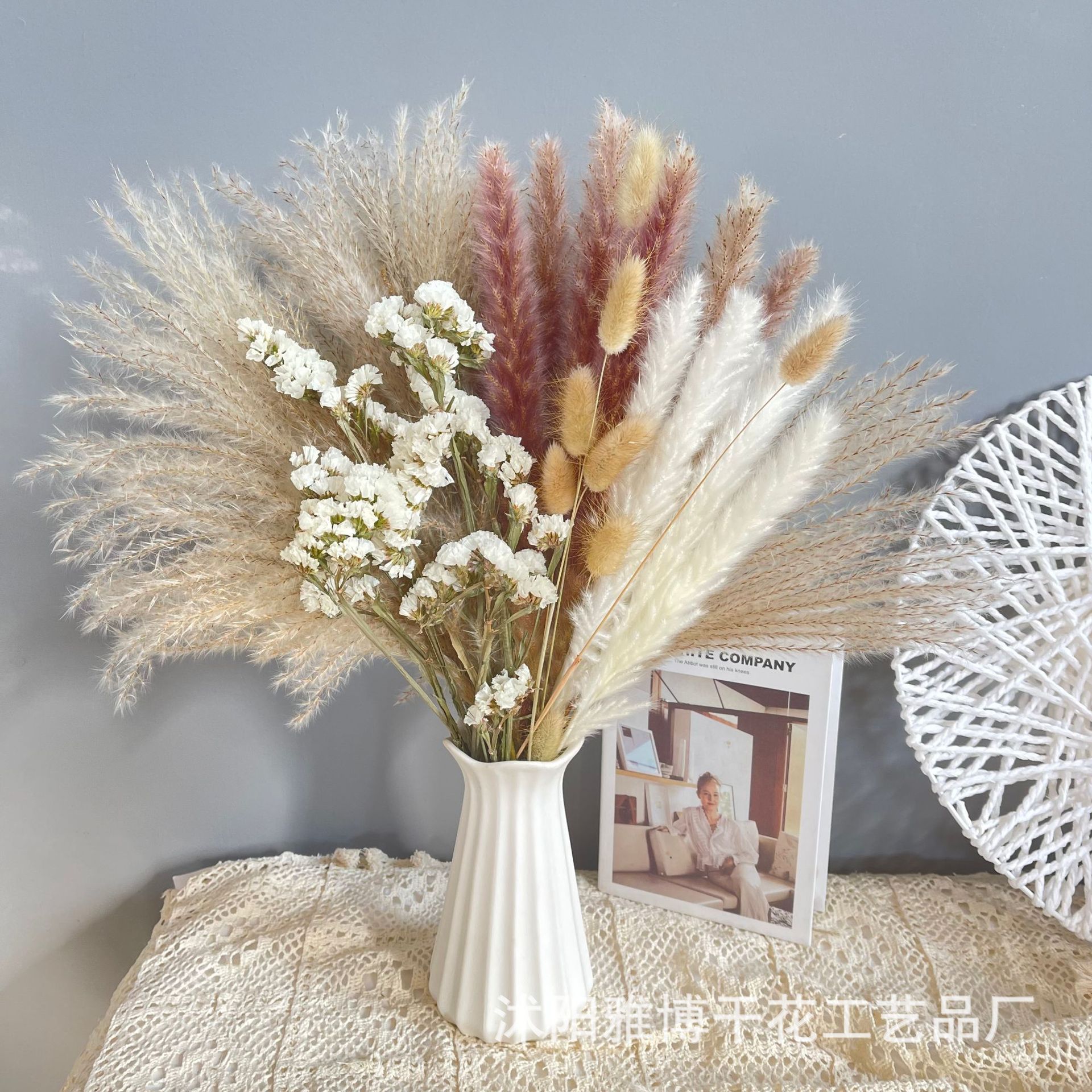 0成交13盒干帕斯草芦苇套装干花花束兔尾草装饰摆件插花客厅装饰跨境