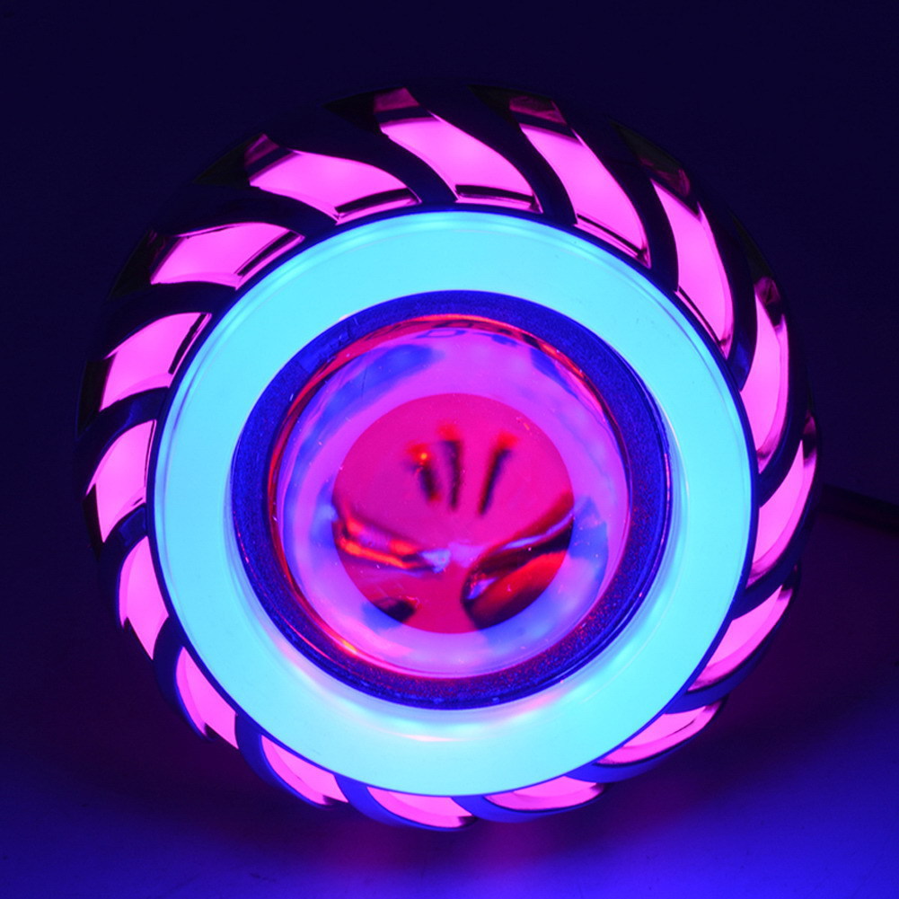 摩托车电动车通用led强光内置彩色天使之眼光圈前照灯激光炮汽车