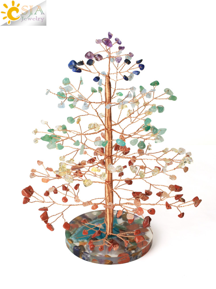 csja 树脂底座 手工绕金属铜线树形工艺品办公室摆设家居立体摆件