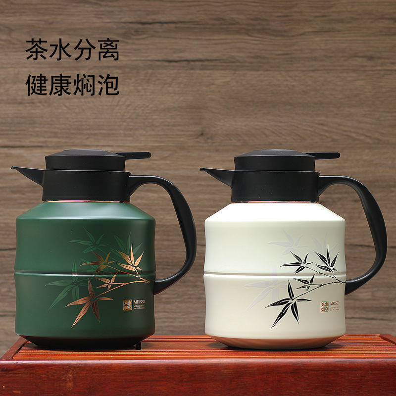 新款米索316不锈钢焖茶保温水壶智能温度显示老白闷泡壶批发LOGO