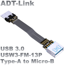 ADT-Link USB3.0公对母扁平轻薄连接数据线Type-A转接micro-B