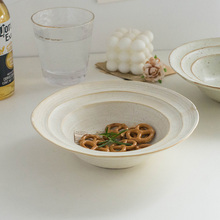 格雷草帽碗复古粗陶中式做旧浮雕陶瓷餐具面碗汤碗不规则斗笠碗
