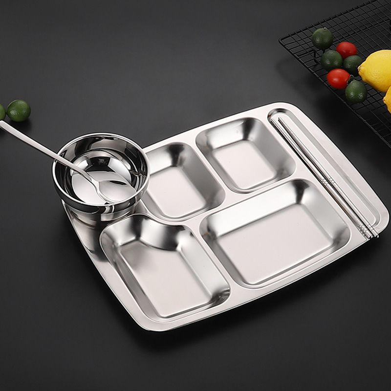 不锈钢餐盘304加厚快餐盘分格儿童幼儿园学生成人食堂快餐盘餐具