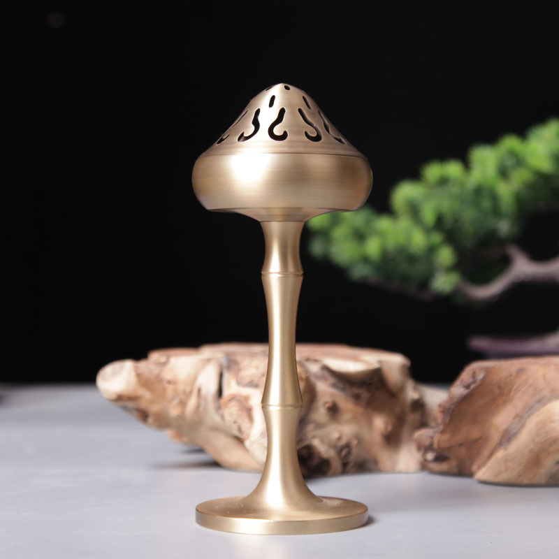 纯铜竹节博山炉檀香薰香炉香道禅意摆件香熏盘香炉家用室内沉香炉