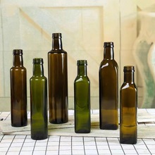500ml方形橄榄油瓶圆形墨绿褐色透明茶油核桃油香油料酒瓶玻璃瓶