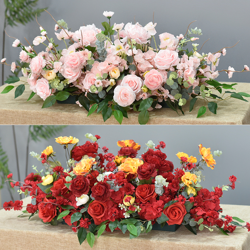 商务会议桌花艺 餐厅桌面桌花装饰酒店宴会餐桌假花道具-阿里巴巴