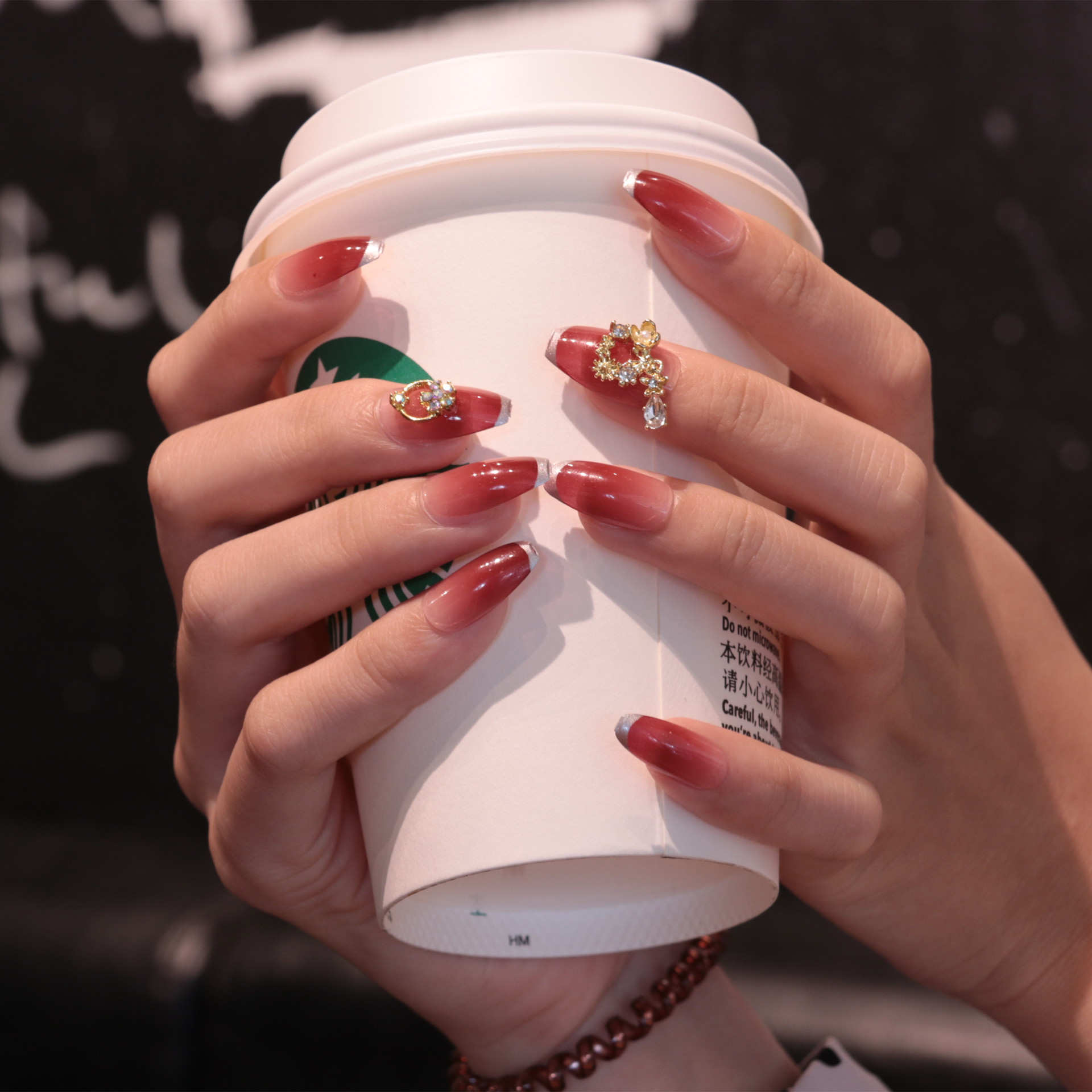 美甲贴片假指甲成品中长款穿戴式美甲指甲贴指甲贴片24片工厂批发