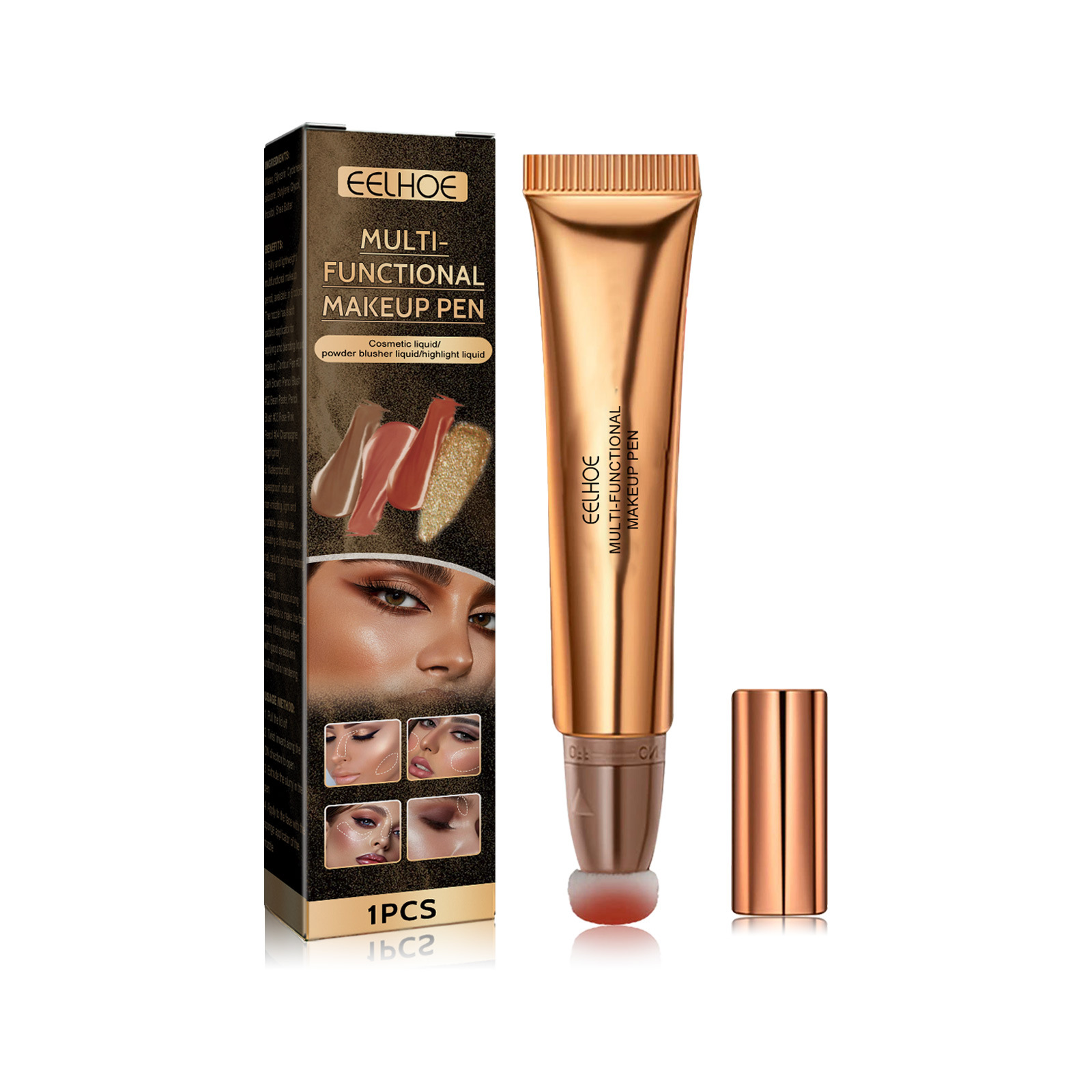 Eelhoe Multifunctional Cosmetic Brush Face Light Highlight Repair Natural Three-Dimensional Liquid Contour Beauty Bar