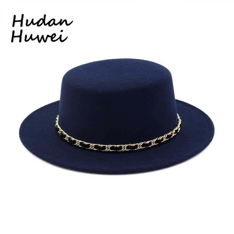 秋冬韩版帽子女那英gd权志龙同款帽子毛呢礼帽平顶平檐大沿爵士帽