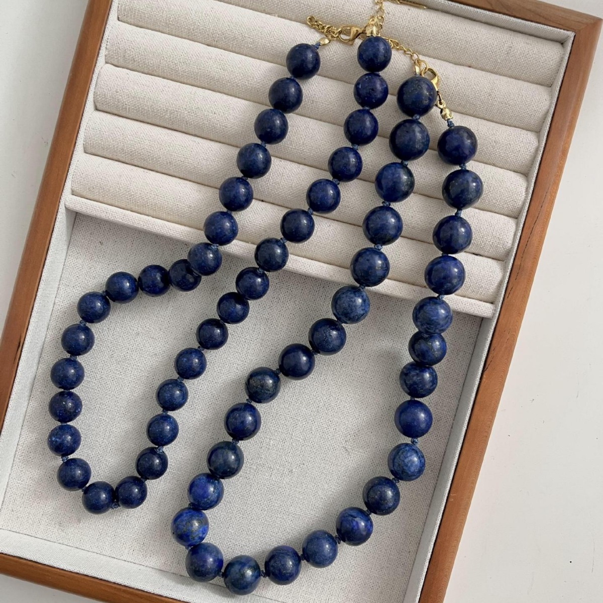 韩国ins博主fever蓝色青金石天然石串珠项链时髦锁骨链女短款颈链