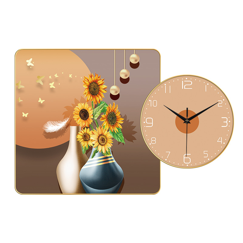Modern Simple and Light Luxury Household Wall Clock Pattern Clear Font Clock Scan on Time Density Plate Wooden Quartz Clock