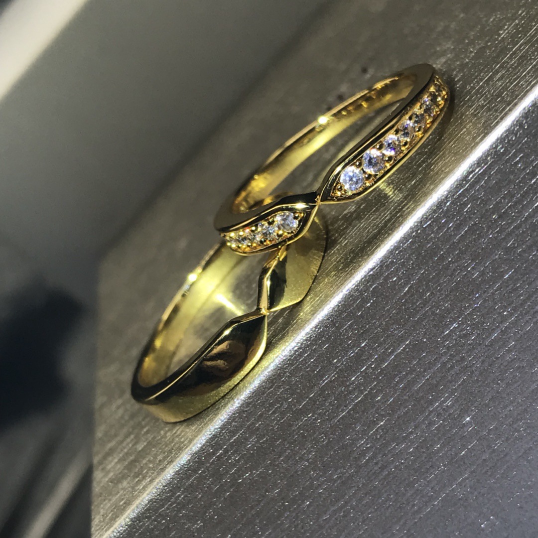 欧美plume戒指双尖戒指光面满钻925银镀18k玫瑰金满天星情侣对戒