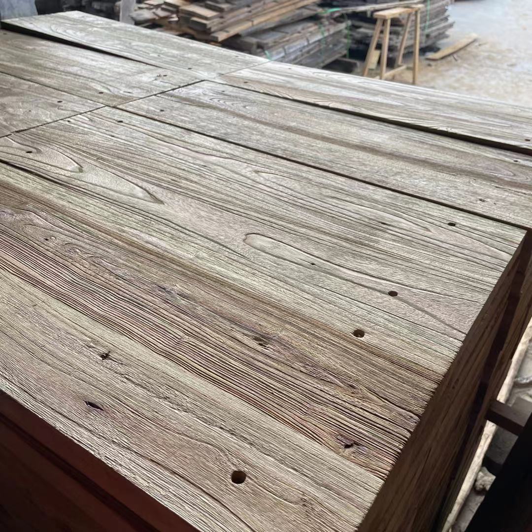 自然风化老榆木板材 木方 打磨抽丝板 纹理清晰做旧板 室内装饰板