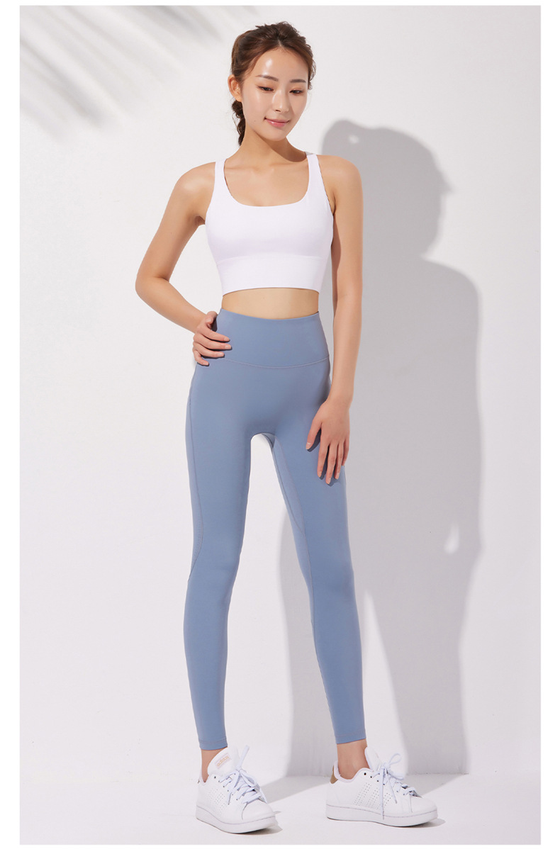 2022春夏新款防卷边高腰瑜伽裤高弹蜜桃臀运动健身裤紧身收腹长裤