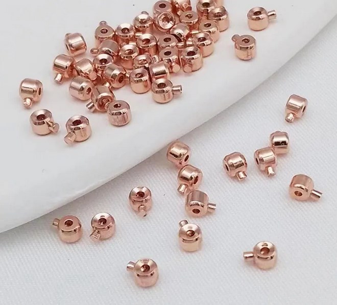 14k包金保色铜扁收尾扣 圆形手链定位扣钢丝绳鱼线项链夹扣f45