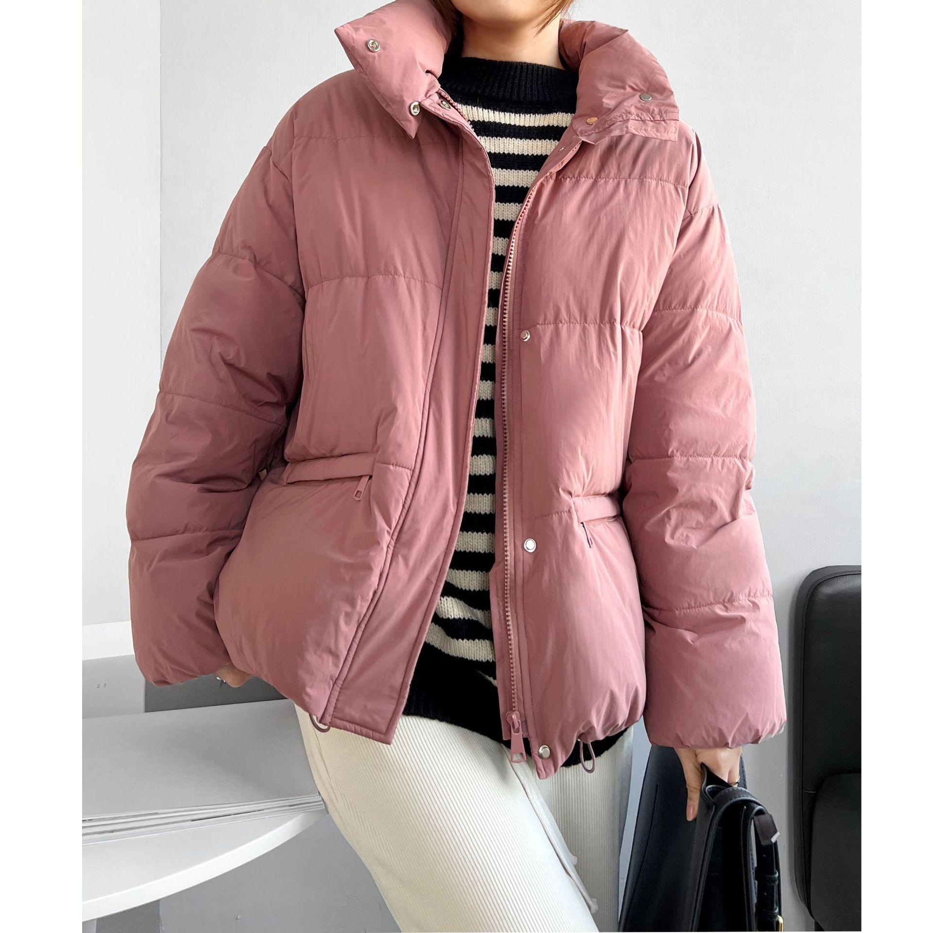 引束韩版羽绒服新款2022休闲外套宽松时尚短款白鸭绒立领羽绒服女