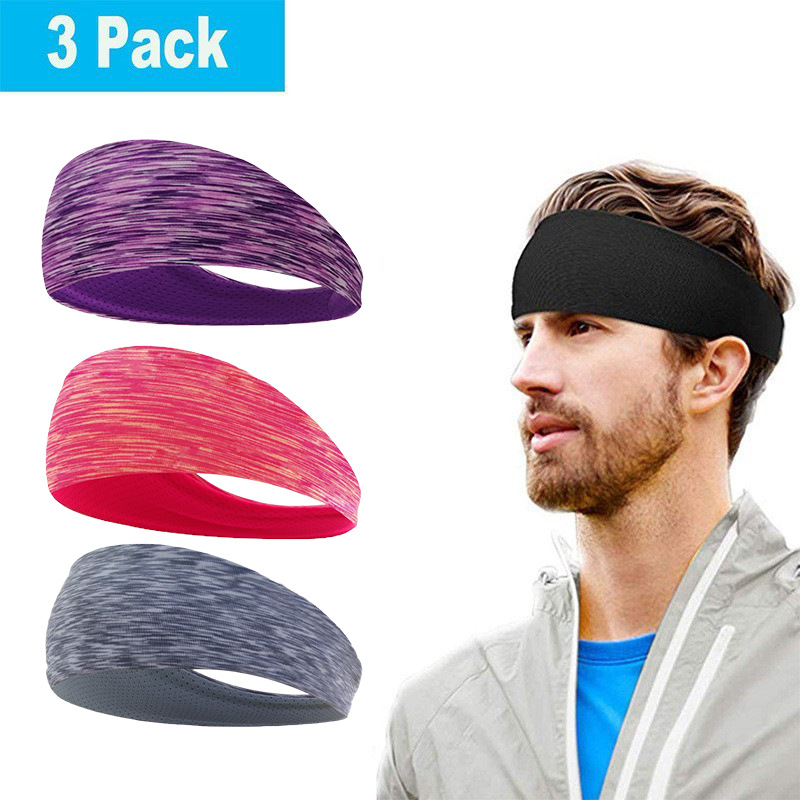 官宇健身止汗运动发带吸汗透气束发带宽边头巾男速干欧美跑步发带