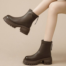 厚底马丁靴女2023秋季新款增高小个子显瘦短靴时尚百搭切尔西靴子
