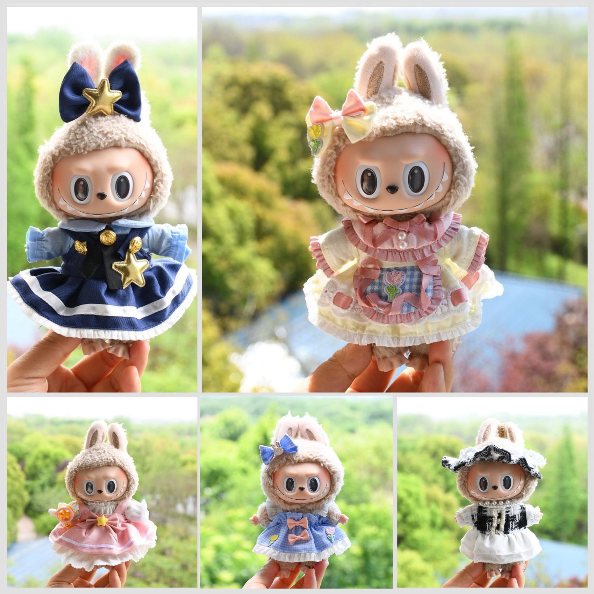 仅衣服】17cm挂件拉布布着替衣服春夏款连衣裙套装labubu娃衣裙萌