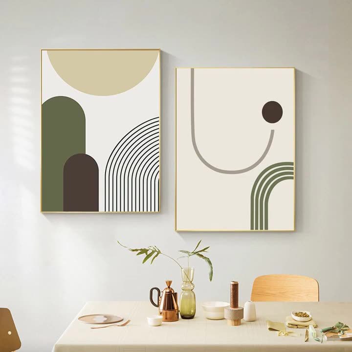 创意现代简约餐厅挂画莫兰迪小清新抽象客厅壁画北欧风卧室装饰画