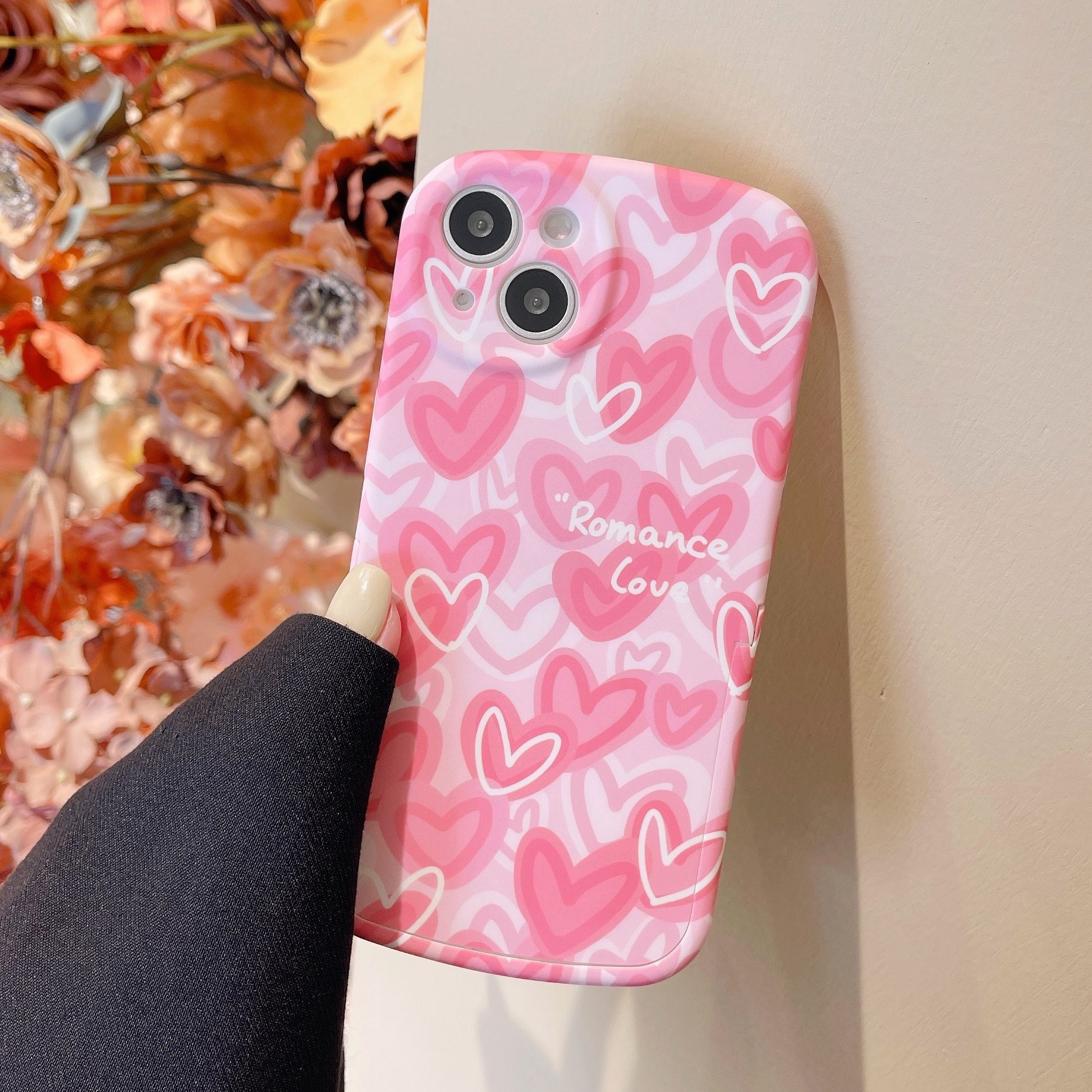 粉色爱心适用iphone13pro max苹果12手机壳11新款xr女xs支架x硅胶